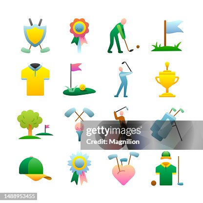 Golf Flat Gradient Icon Set Golf Flat Gradient Icon Set