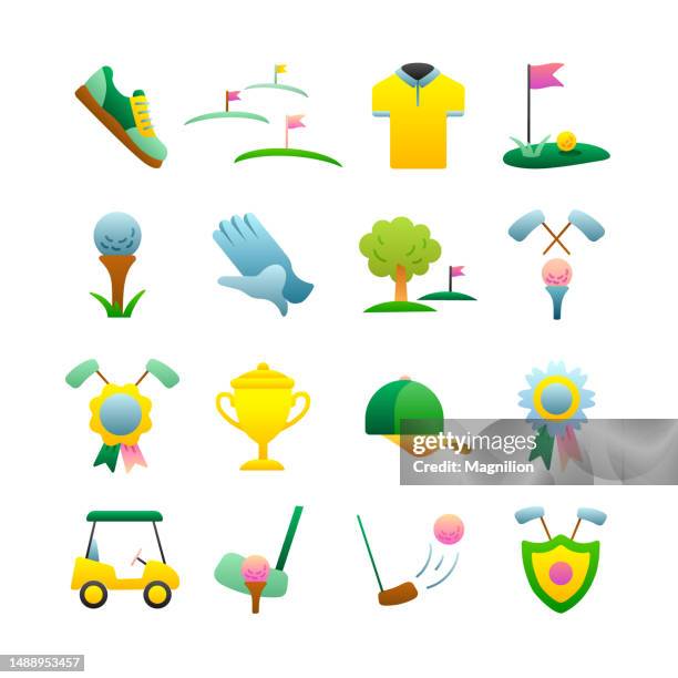 golf flat gradient icon set - wind sock stock illustrations