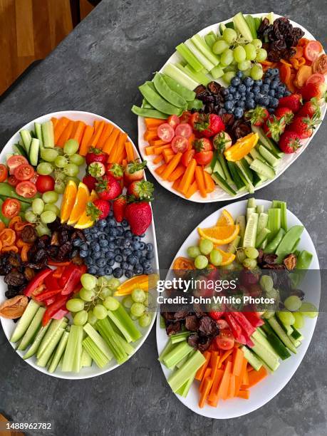 healthy fruit platter. - vegetable tray stock pictures, royalty-free photos & images