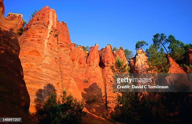 red ochre cliffs. - roussillon stock pictures, royalty-free photos & images