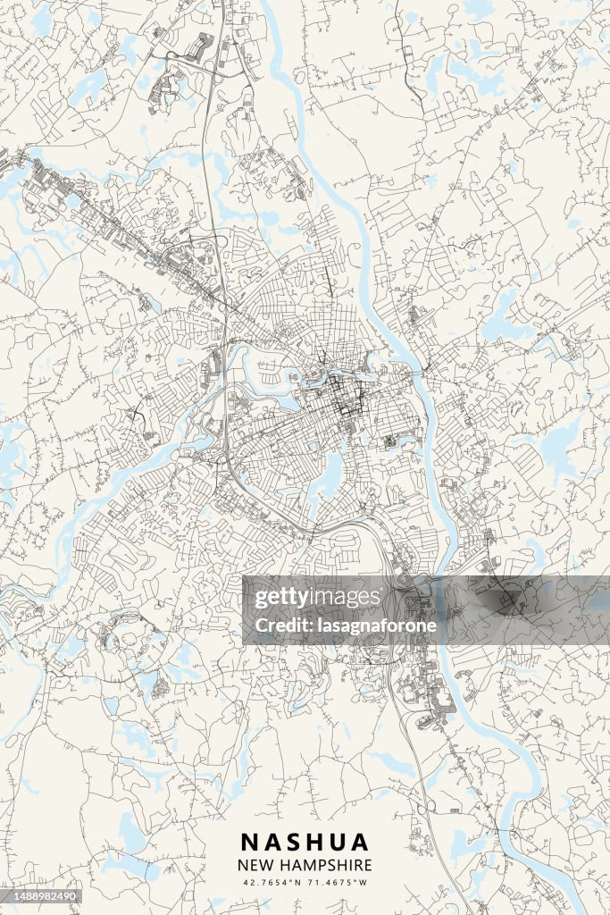 Nashua, New Hampshire, USA Vector Map