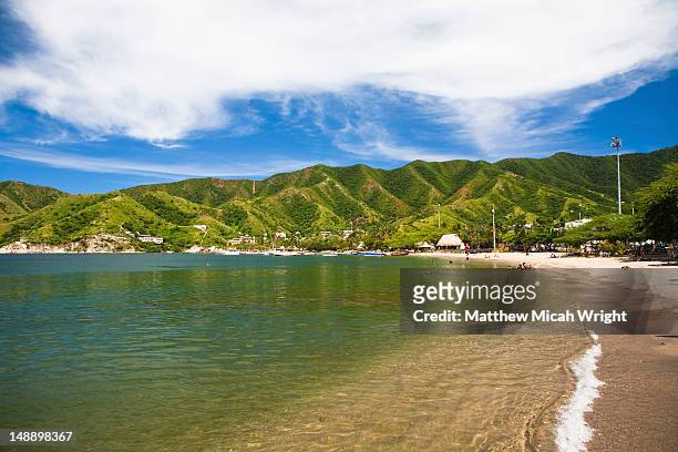 beach at taganga. - magdalena department colombia stock pictures, royalty-free photos & images