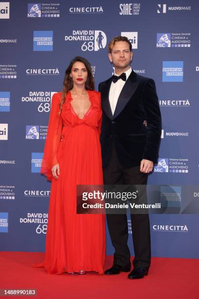 Irene Forti and Alessandro Borghi attend the 68th David Di Donatello red carpet on May 10, 2023 in Rome, Italy.