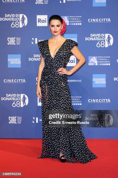 Penélope Cruz attends the 68th David Di Donatello red carpet on May 10, 2023 in Rome, Italy.