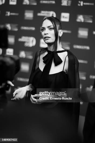 Italian singer Elodie attends the 68th David Di Donatello red carpet on May 10, 2023 in Rome, Italy.