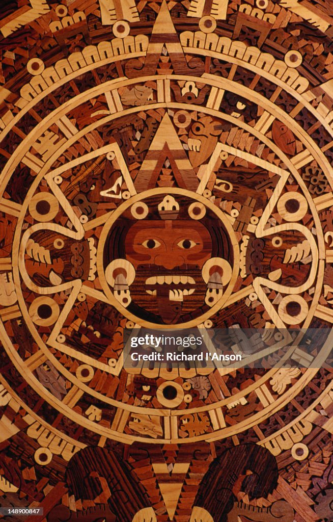 The Aztec calendar at Teotihuacan. There were actually two Aztec calendars and they were both based on the Mayan calendars.