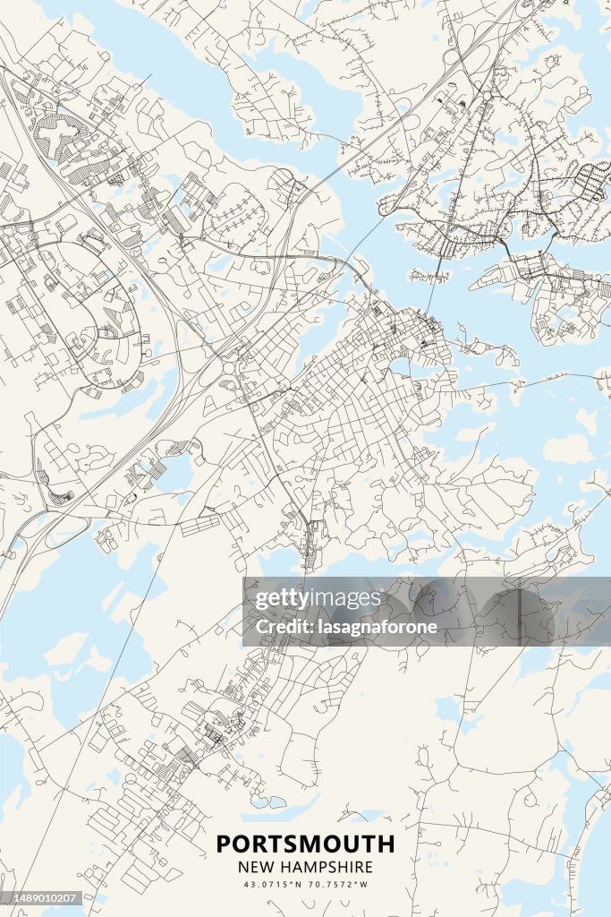 Portsmouth, New Hampshire, USA Vector Map
