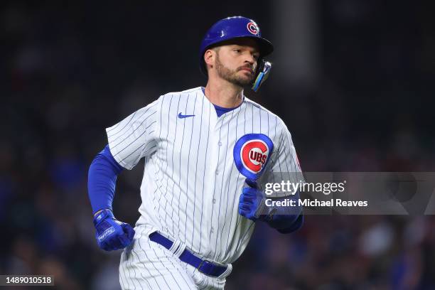 Trey Mancini of the Chicago Cubs in action against the St. Louis Cardinals at Wrigley Field on May 08, 2023 in Chicago, Illinois.