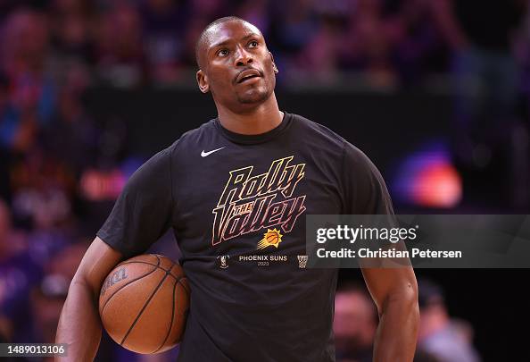 Bismack Biyombo of the Phoenix Suns before Game Three of the NBA