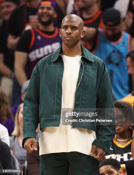 Chris Paul of the Phoenix Suns during Game Three of the NBA Western Conference Semifinals at Footprint Center on May 05, 2023 in Phoenix, Arizona....