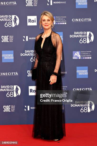 Margherita Buy attends the 68th David Di Donatello red carpet on May 10, 2023 in Rome, Italy.