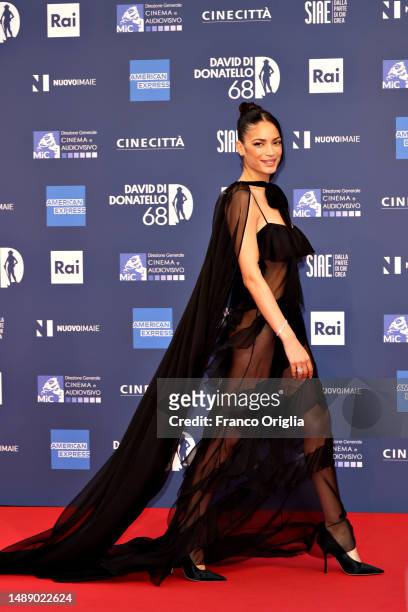 Elodie attends the 68th David Di Donatello red carpet on May 10, 2023 in Rome, Italy.
