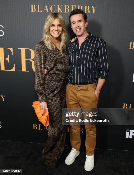Kaitlin Olson and Rob McElhenney attend the Los Angeles premiere of "Blackberry" at The London West Hollywood at Beverly Hills on May 10, 2023 in...
