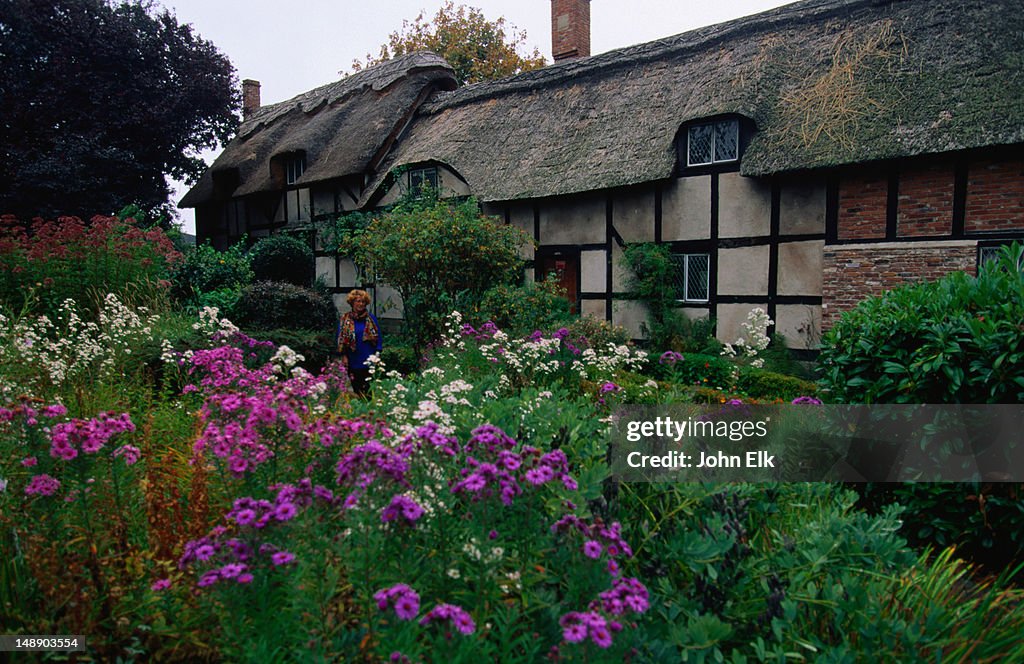 Replica of the thatched cottage belonging to Anne Hathaway, wife of William Shakespeare, in the English Village, Victoria