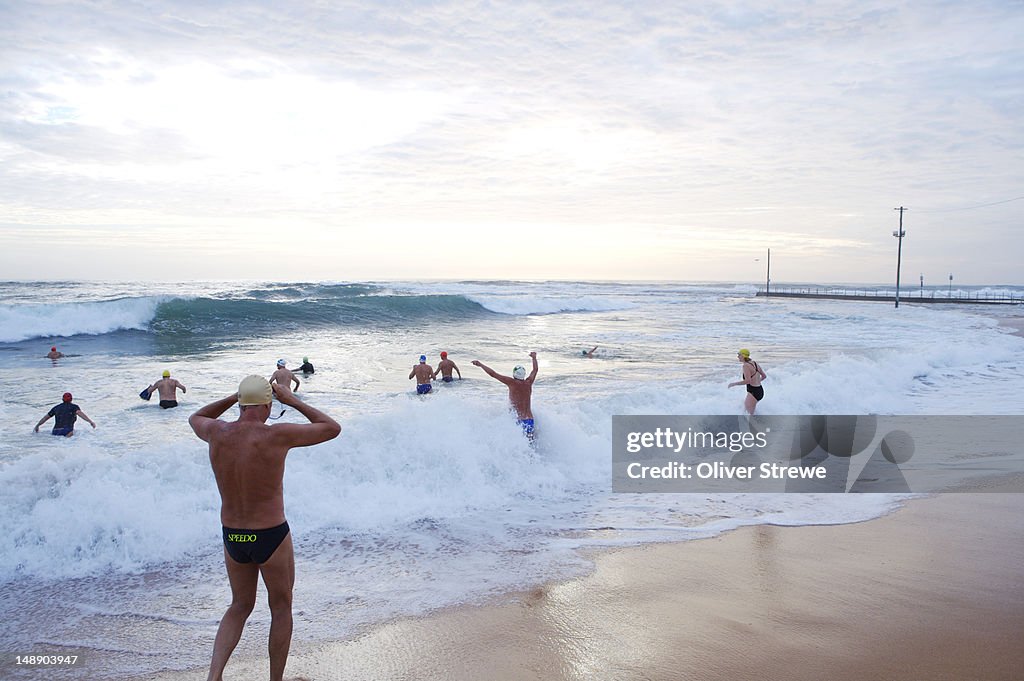 Swimmers at Basin Beach, Bogin Bogin Bay, Northern Beaches.