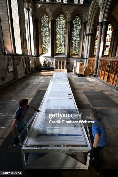 Cornelia Parker’s Magna Carta , a 13-metre-long embroidery installation depicting the Magna Carta Wikipedia pages with over two hundred hand-stitch...