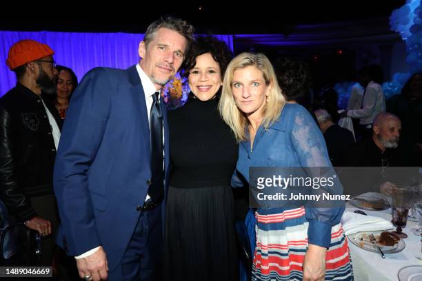 Ethan Hawke, Rosie Perez, and Ryan Hawke attend the BAM Gala at Howard Gilman Opera House on May 10, 2023 in New York City.