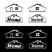 Home doodle icons. Vector illustration.