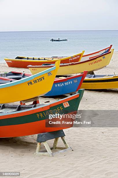 boats on playa crashboat. - aguadilla stock pictures, royalty-free photos & images