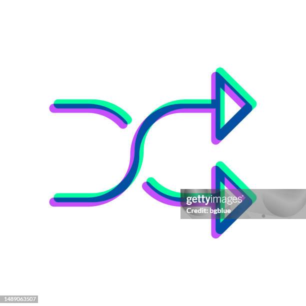 shuffle. icon with two color overlay on white background - play button overlay stock illustrations