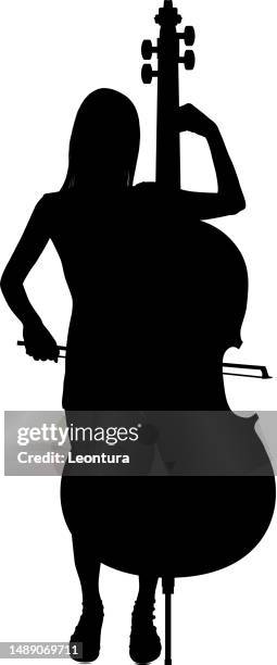 double bass player - cellist stock illustrations