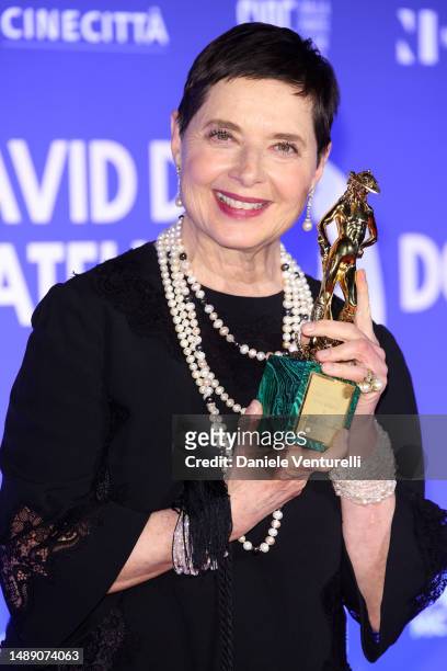 Isabella Rossellini attends the 68th David Di Donatello winners photocall on May 10, 2023 in Rome, Italy.