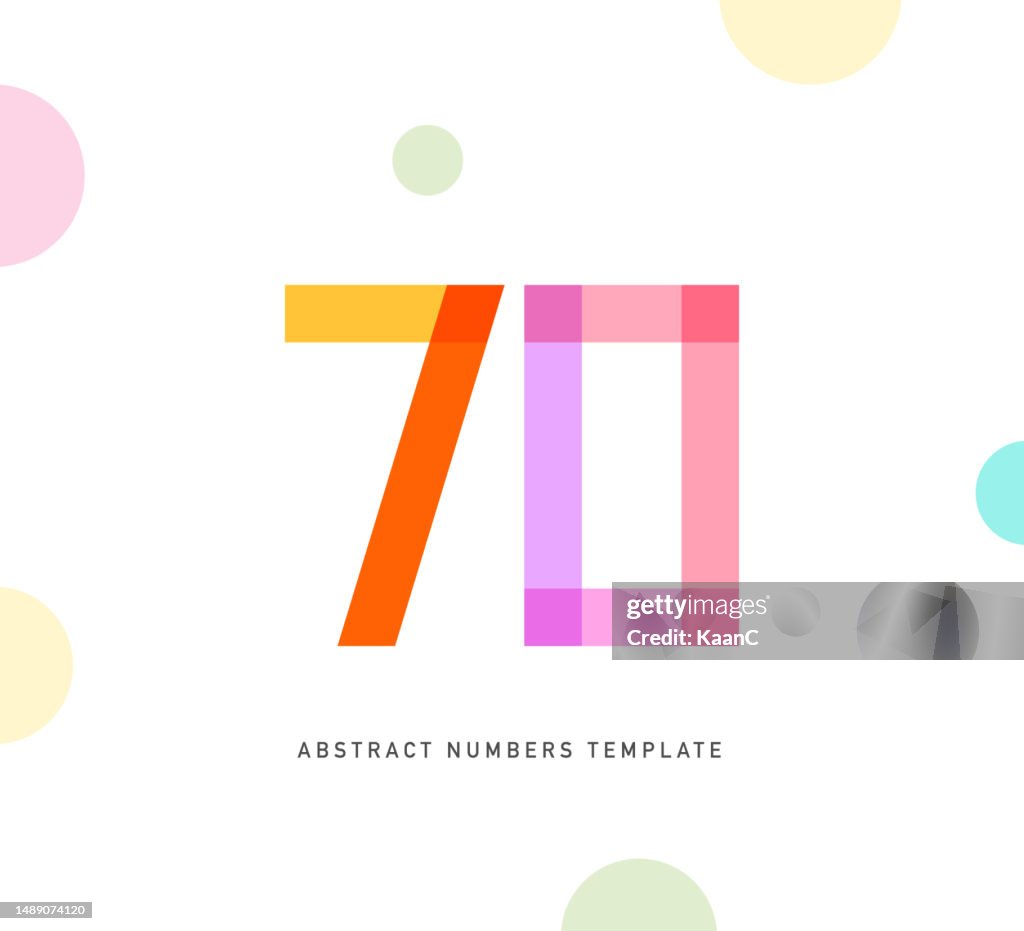 Multi color abstract number template. Anniversary number template isolated, anniversary icon label, anniversary symbol vector stock illustration