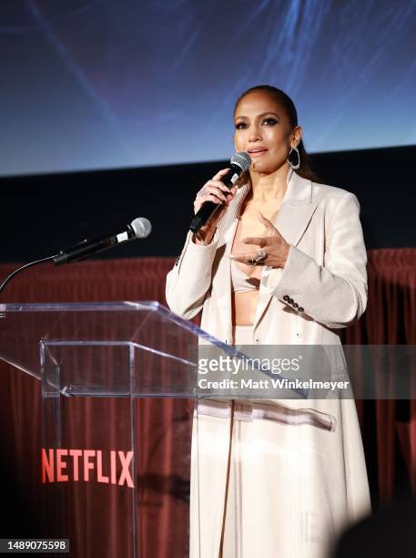 Jennifer Lopez attends "The Mother" Los Angeles Premiere Event at Westwood Village on May 10, 2023 in Los Angeles, California.