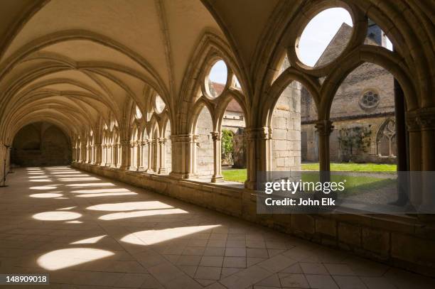 cloister at noirlac abbey. - claustro fotografías e imágenes de stock