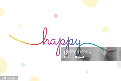 Happy Lettering Vector Stock Illustration Handwriting Happy Lettering ...
