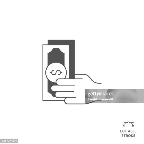 cash payment flat line icon with editable stroke. the icon is suitable for web design, mobile apps, ui, ux, and gui design. - give back stock illustrations