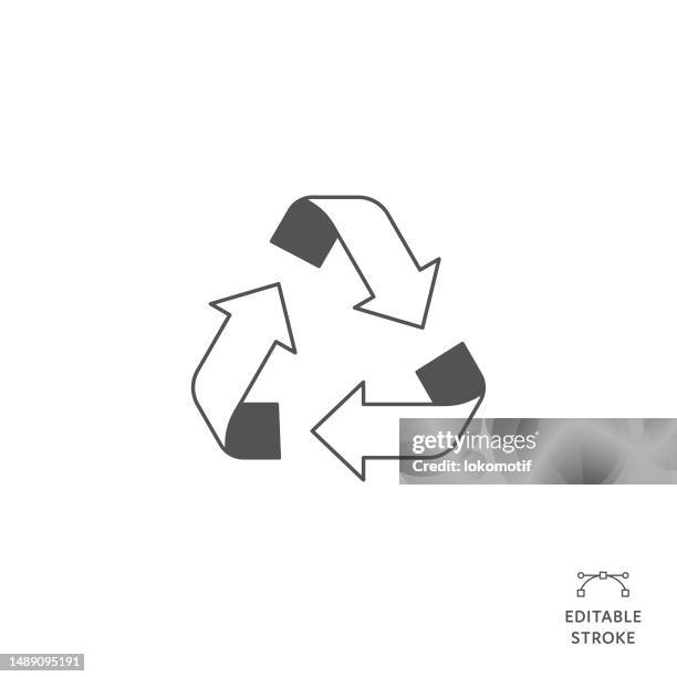 recycling flat line symbol with editable stroke. the icon is suitable for web design, mobile apps, ui, ux, and gui design. - biodegradable plastic stock illustrations