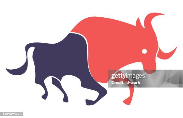 angry bull running - sprint logo stock illustrations