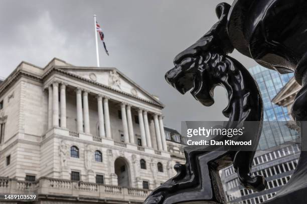 General view of the Bank of England ahead of the central banks interest rate announcement on May 11, 2023 in London, England. The country's central...