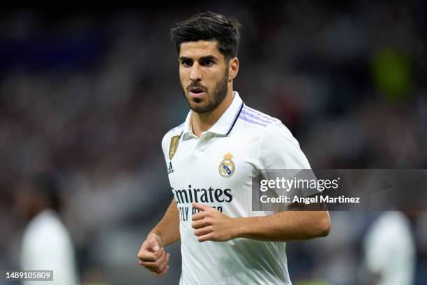 Marco Asensio of Real Madrid looks on during the UEFA Champions League semi-final first leg match between Real Madrid and Manchester City FC at...