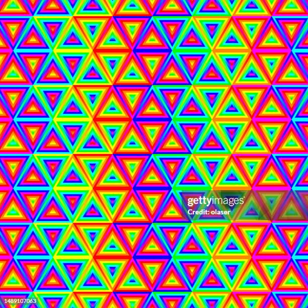 semi random colorful abstract triangle pattern made of triangles in triangles - translucent texture stock illustrations