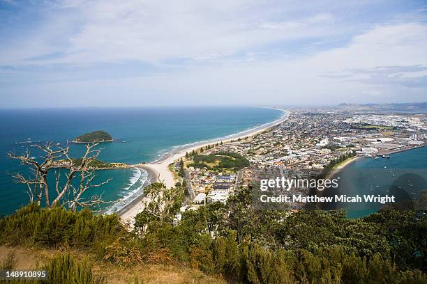 township from mt maunganuim. - mount maunganui stock pictures, royalty-free photos & images