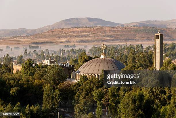 dome of new st mary of zion church. - äthiopien stock-fotos und bilder