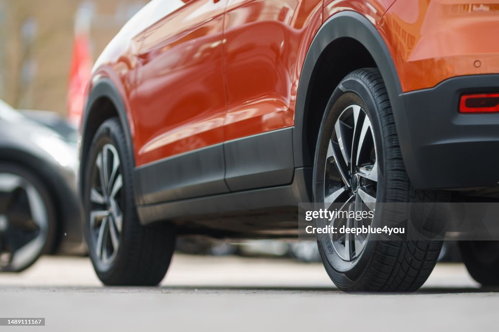 Modern SUV, parked on the street