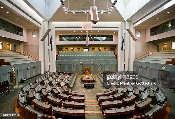 house of representatives at the parliament of the commonwealth of australia. - inside parliament house canberra stock pictures, royalty-free photos & images