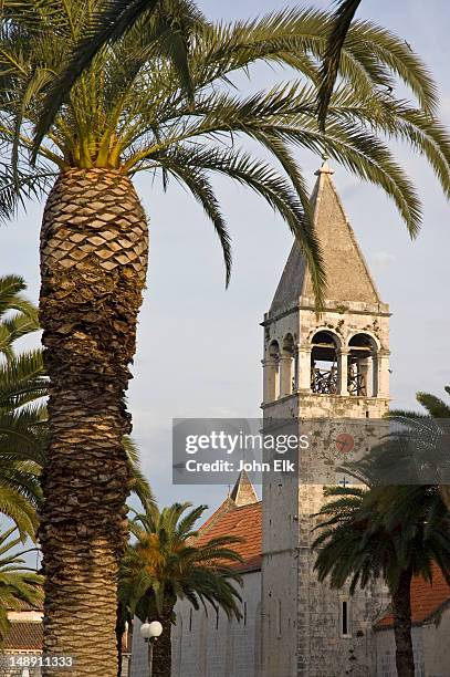 church belfry. - trogir stock-fotos und bilder