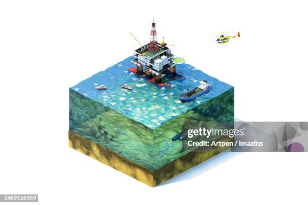 3d, cg, illustration, object, background - ocean cross section stock illustrations
