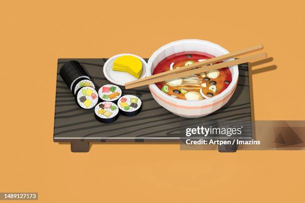 3d, cg, illustration, object, background - korean food stock illustrations