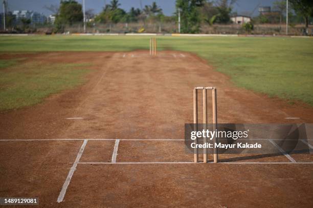 cricket pitch & field - cricket field photos et images de collection