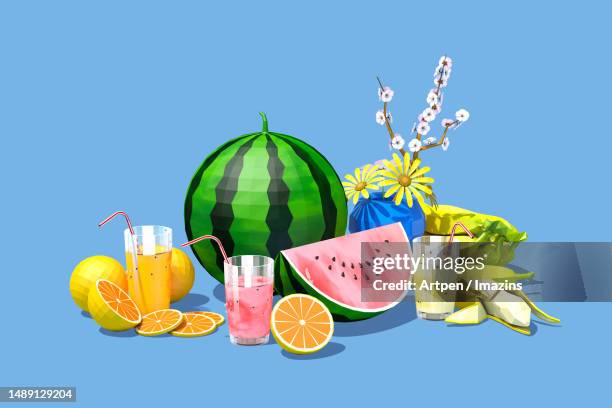 3d, cg, illustration, object, background - watermelon cubes stock illustrations