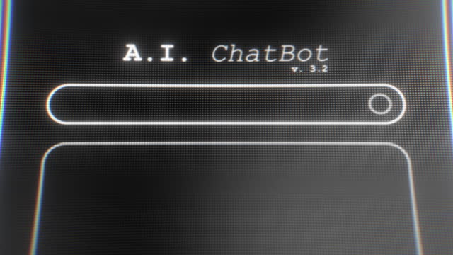 AI chatbot user interface with blinking cursor, empty search box