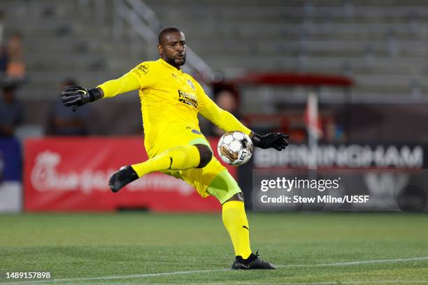 Bill Hamid of Memphis 901 FC kicks the ball during the second half of a U.S. Open Cup Round of 32 match against Birmingham Legion FC at Protective...