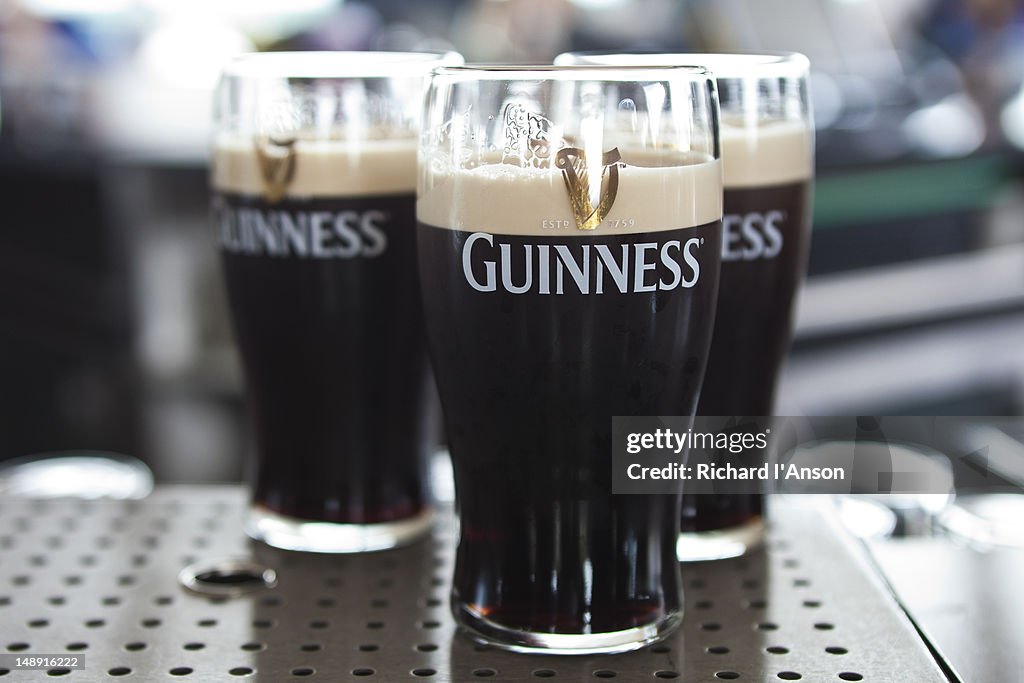 Pints of Guinness at Gravity Bar at Guinness Storehouse.