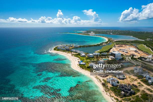 rendezvous bay aerial - anguilla stock pictures, royalty-free photos & images