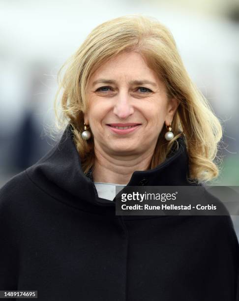Italian First Lady Laura Mattarella arrives for an electrical ferry ride at Aker Brygge during the Italian State Visit on May 11, 2023 in Oslo,...
